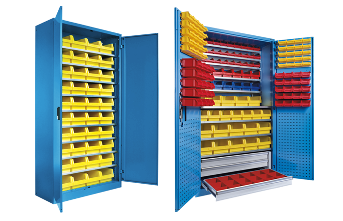 Containers and large-scale pin cabinets