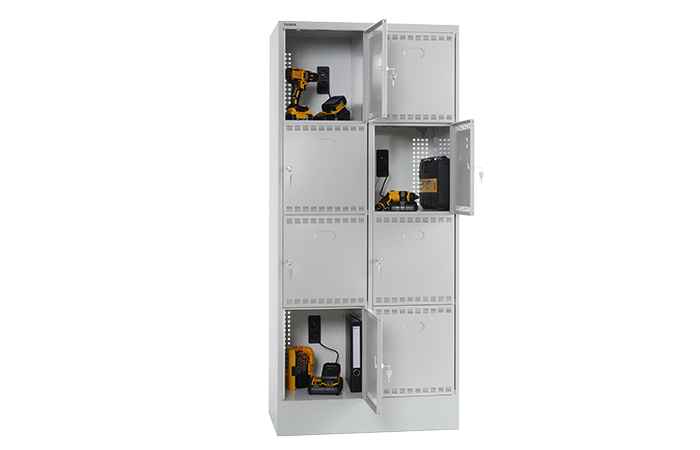 BATTERY CHARGING CABINET WITH COMPARTMENTS