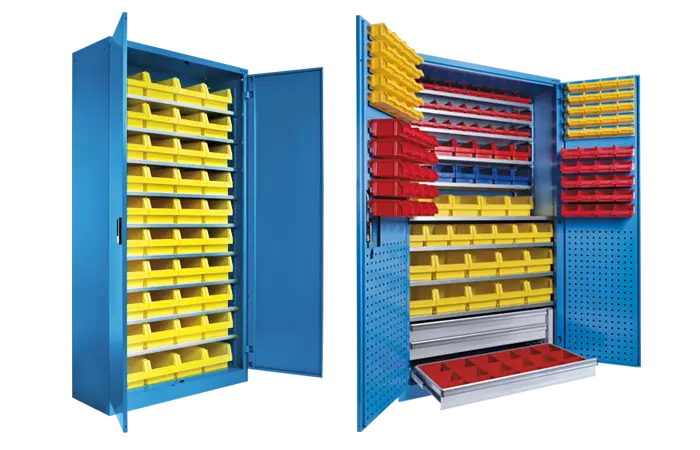 Containers and large-capacity cabinets